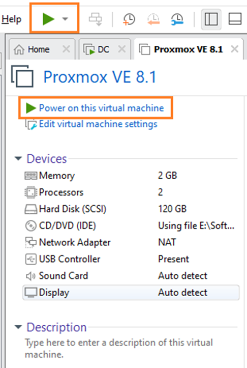 power on proxmox ve 8.1