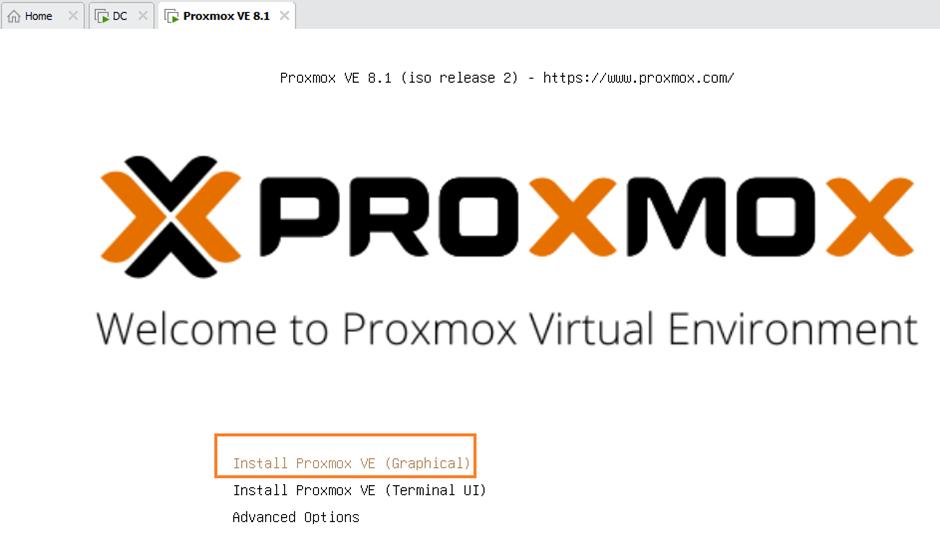 install proxmox ve 8.1 graphical