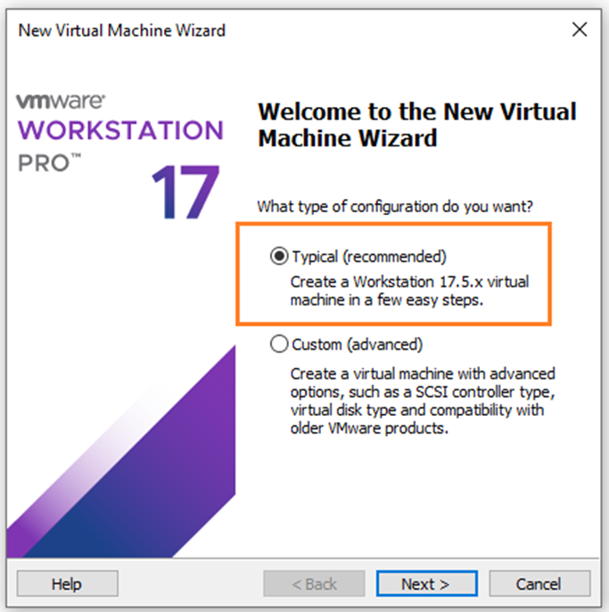 VMware Workstation 17 typical