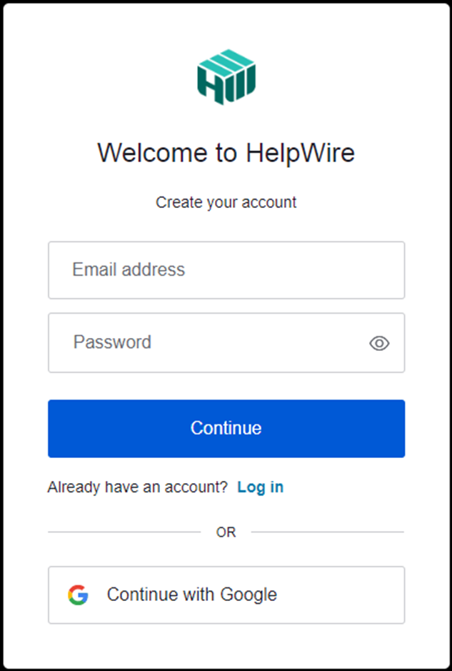 create an account with helpwire