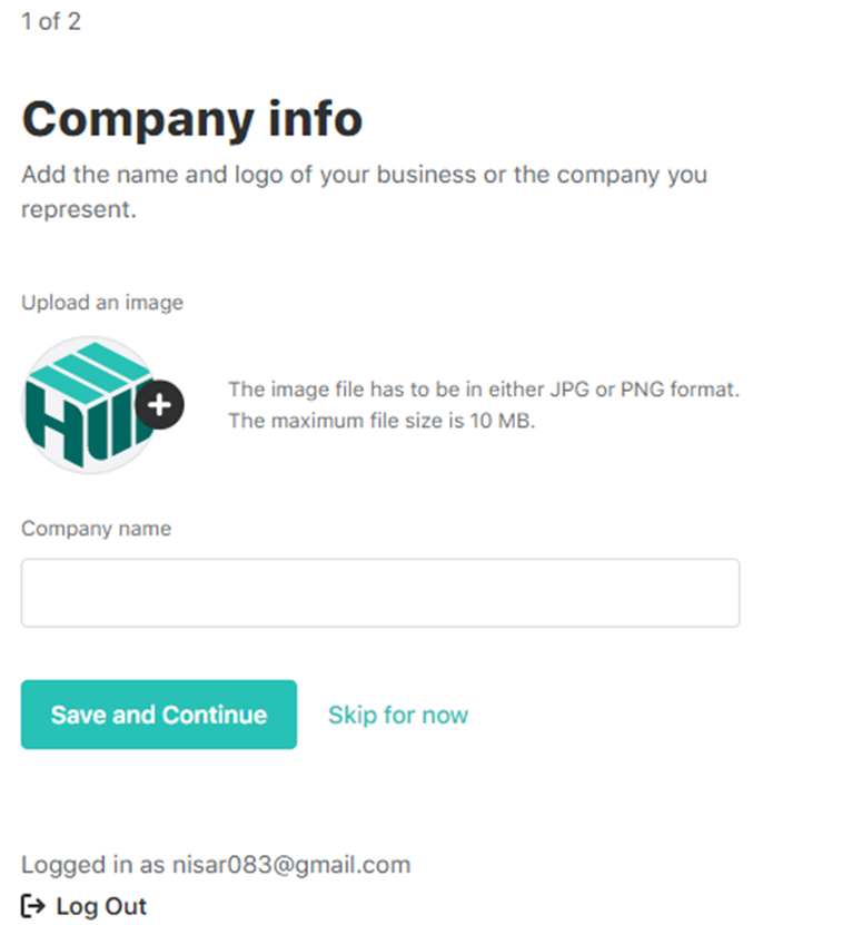 company info in helpwire account