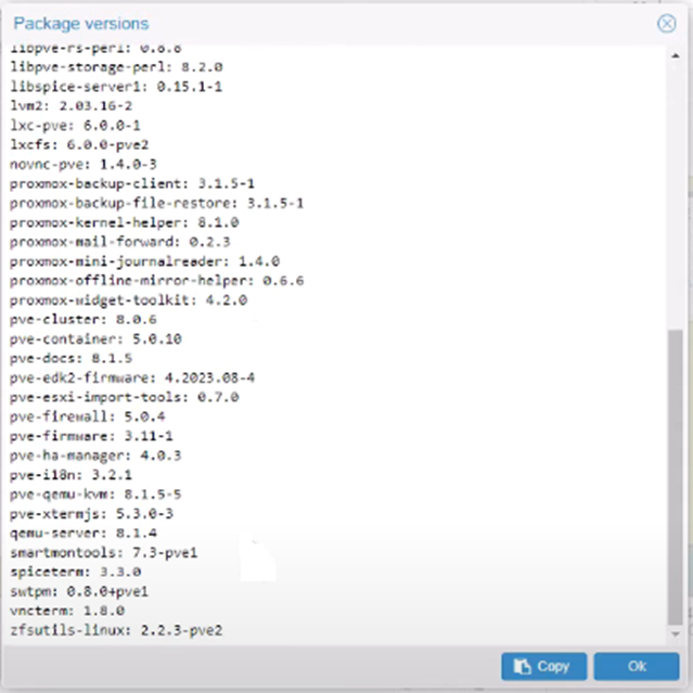 Debian 12.5 in Proxmox version 8.2